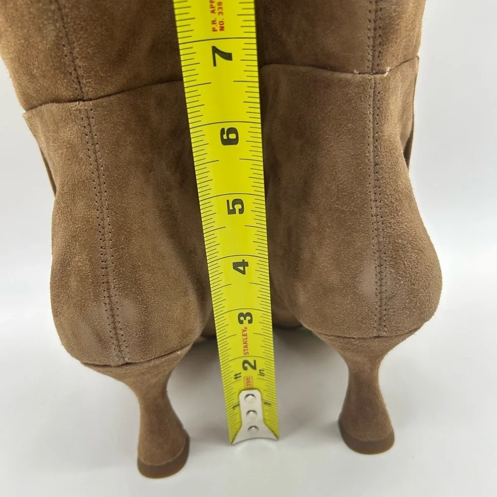 Sam Edelman Lyla Taupe Suede Knee High Boots Wide Calf Size 6.5 Kitten Heel NIB